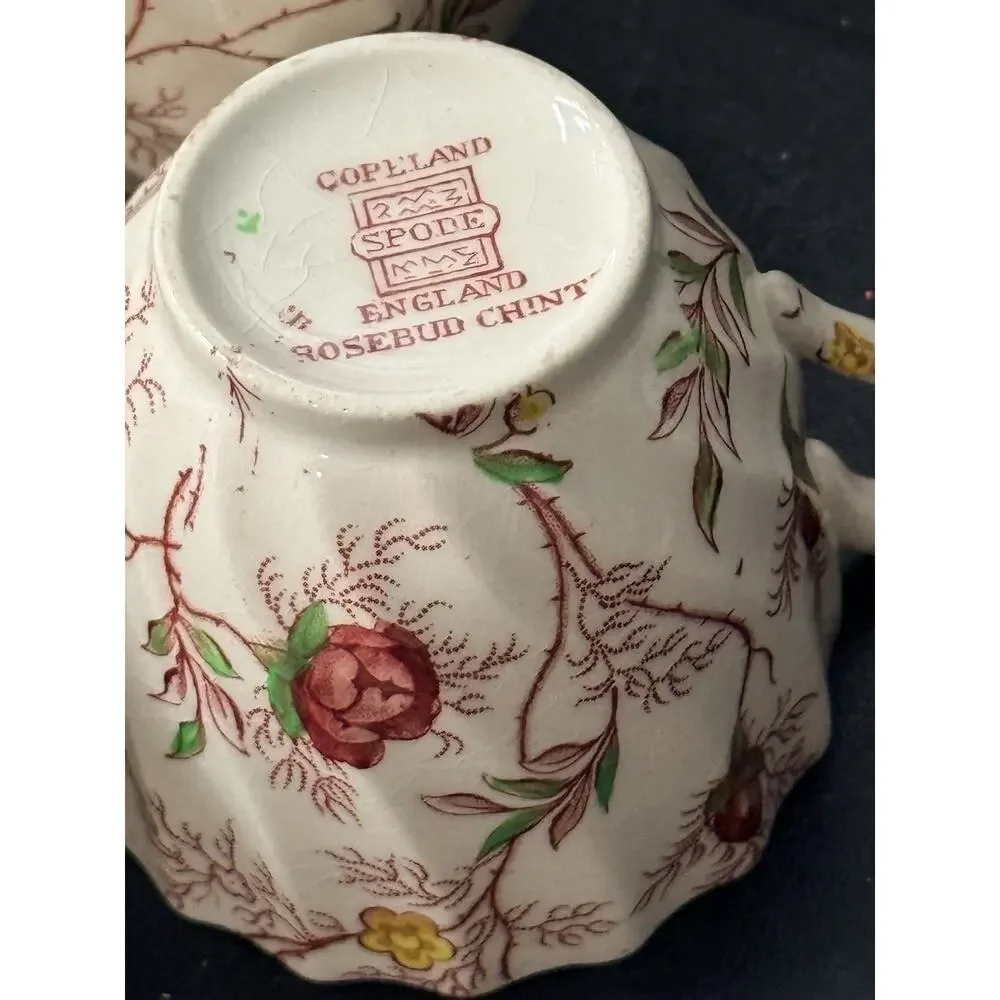 Vintage Spode England Rosebud Chintz Demitasse Espresso Set – 9 Cups & 9 Saucers